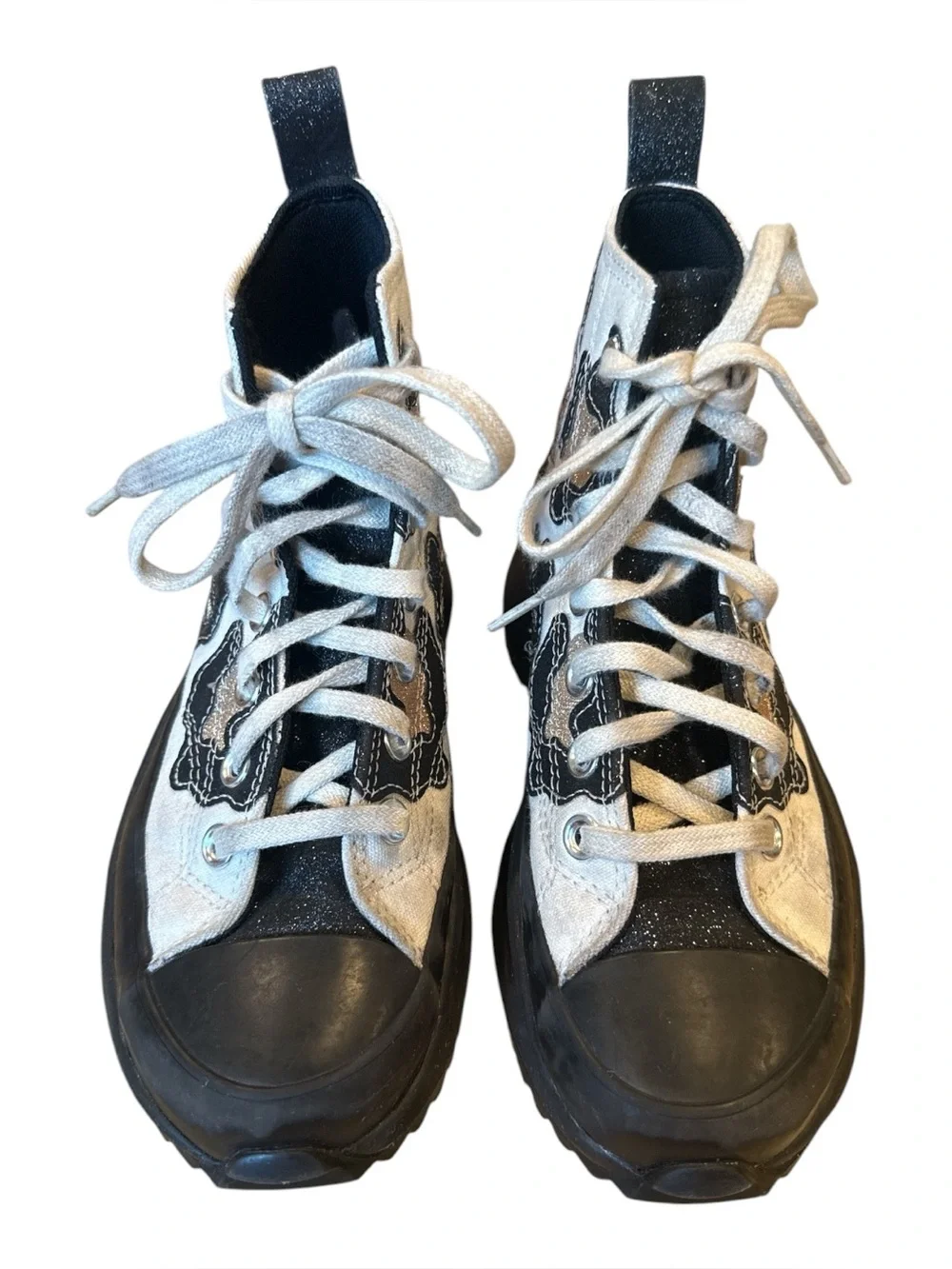 CONVERSE Run Star Hike High Glitter Leopard Sneakers 172036C Mens 3.5, Womens 5